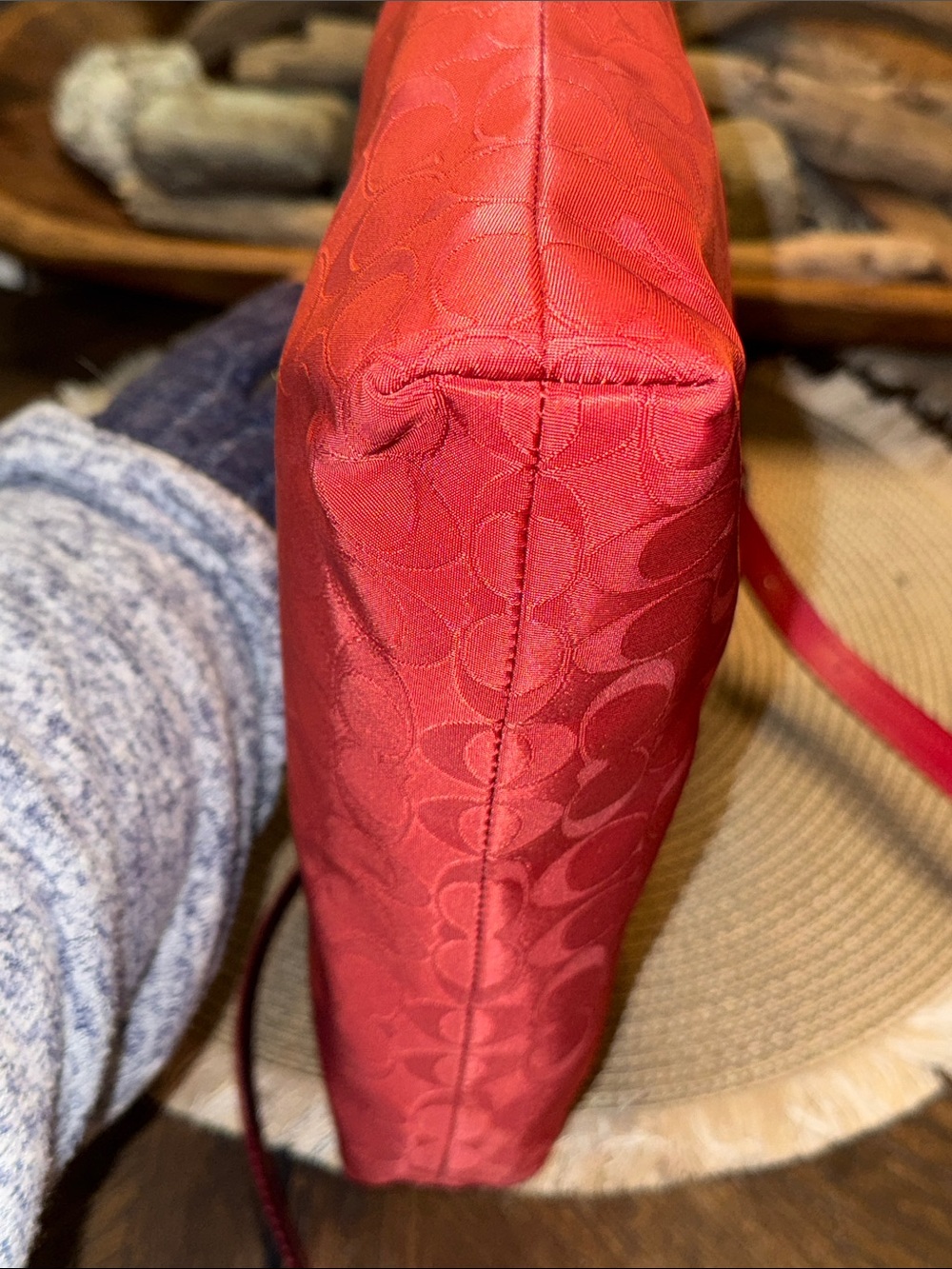 Coach Vintage Red Signature Jacquard Crossbody Bag - Picture 4 of 9